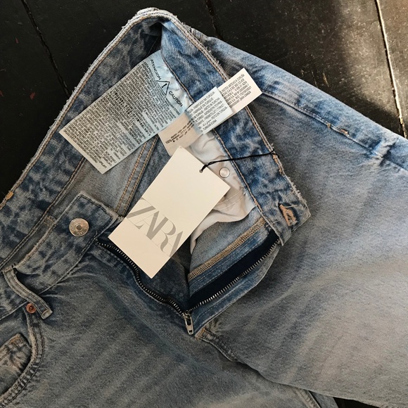 Zara NWT Y2K Back Ripped TRF Grunge Relaxed-Cut Boyfriend Mid-Rise Jeans Size 10 - Picture 14 of 14